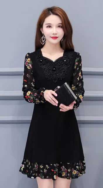 Floral Dresses For Women Flower Elegant And Beautiful On Sale Clearance Party Spring Autumn 2025 Loose Woman Long Sleeve Dress