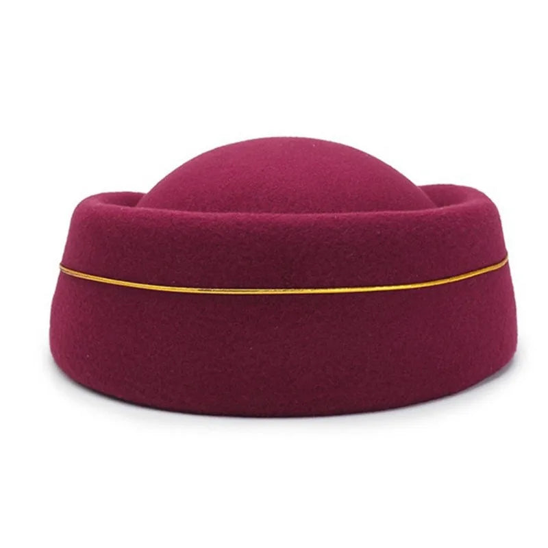 Air Hostesses Hat Stewardess Hat Beret Hat Women Formal Uniform Caps Accessory Party Hats Costume Accessories