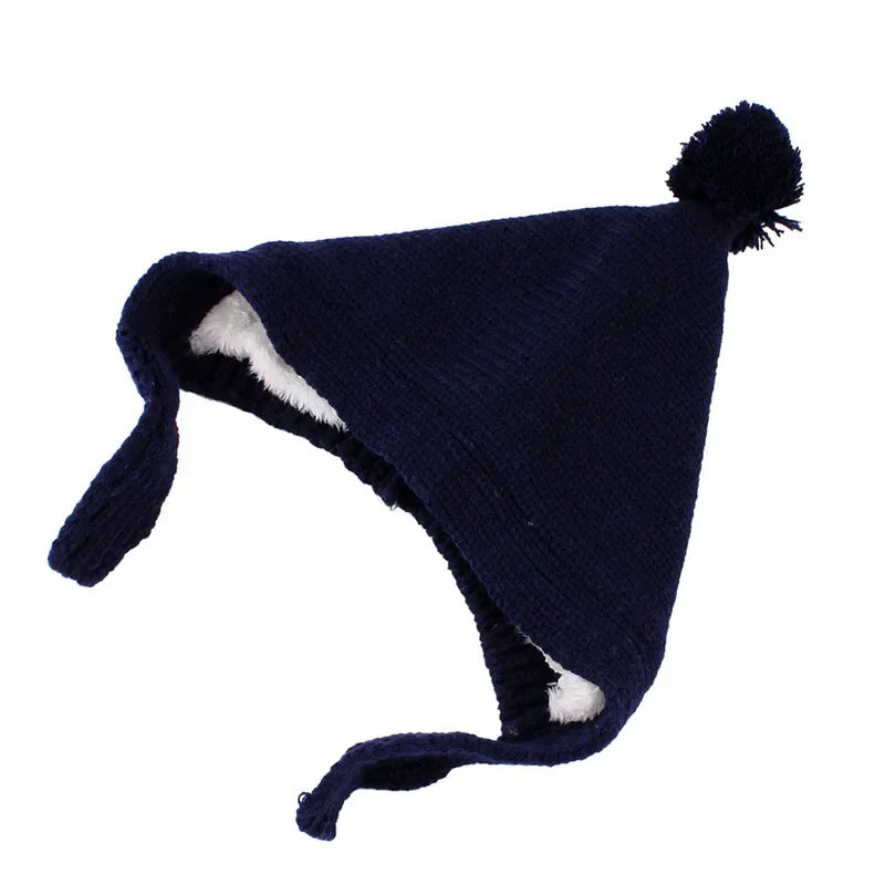 Knitted Kids' Hats for Fall and Winter - Cashmere Caps for Boys and Girls with Pointed Ears Design