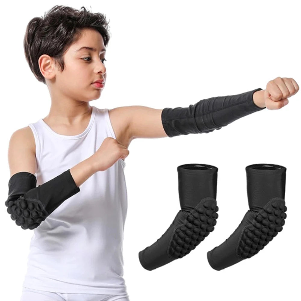 Sports Children Elbow Support - Compression Arm Protective Elbow Guards for Football Basketball Baseball Bowling Tennis Hockey