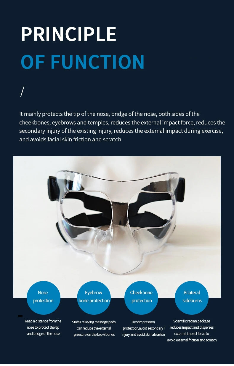 Sports Nose Helmet Basketball Mask Nose Guard Face Shield Protective Mask With Adjustable Elastic Strap Anti-collision Equipment