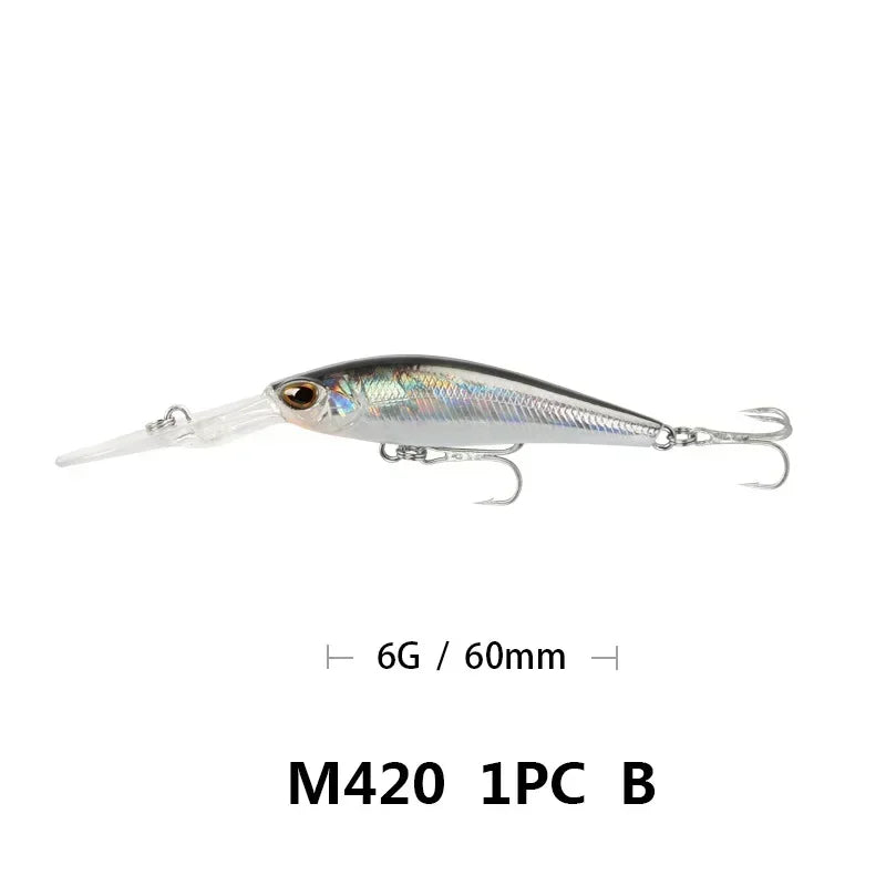 Fishing Lure Long Lip Minnow Wobbler Lure 6cm 6g Deep Diving Floating Jerkbait Swimbait Artificial Hard Bait Trout Bass Bait