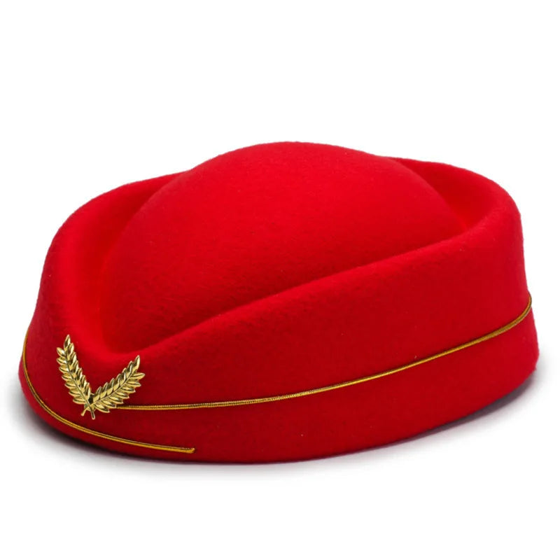 Air Hostesses Hat Stewardess Hat Beret Hat Women Formal Uniform Caps Accessory Party Hats Costume Accessories