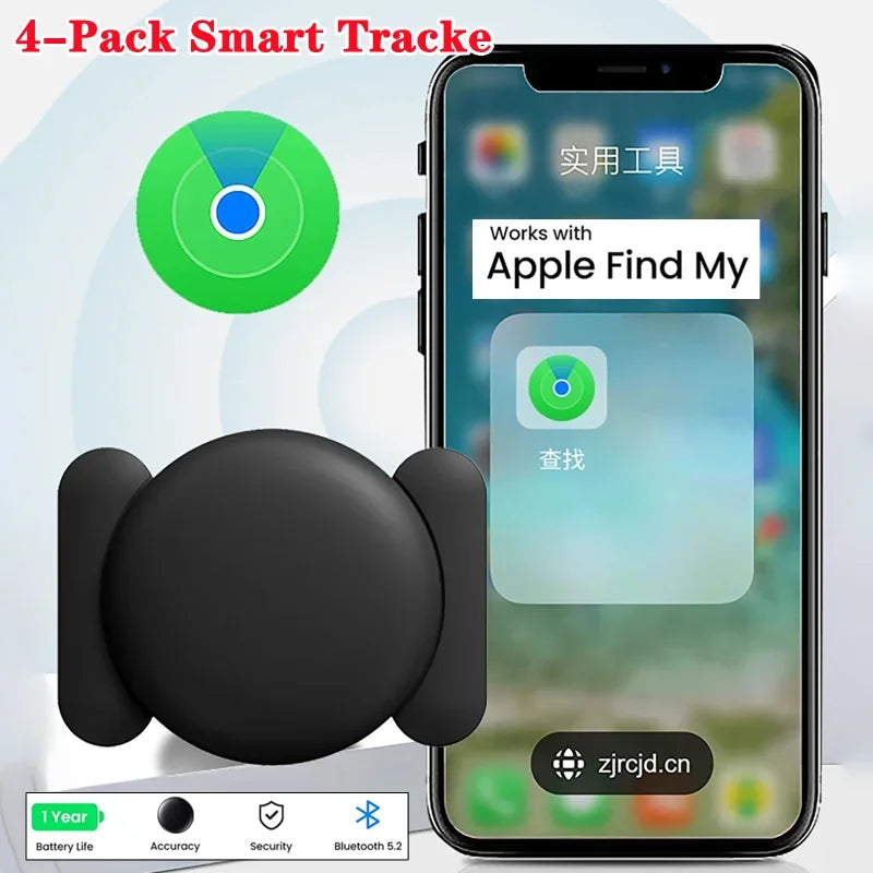 4-Pack IOS GPS Smart Tag for Find My Tracker Kits with Strong Magnetic Suction Silicone Shell Anti-loss for Pet CarSmart Tracker