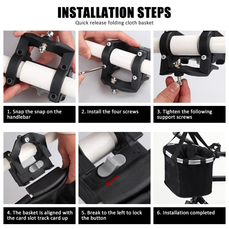 Bike Front Basket Bicycle Pet Carrying Bag Foldable and Detachable Mountainous Bicycle Basket Portable Bicycle Basket 5KG Load