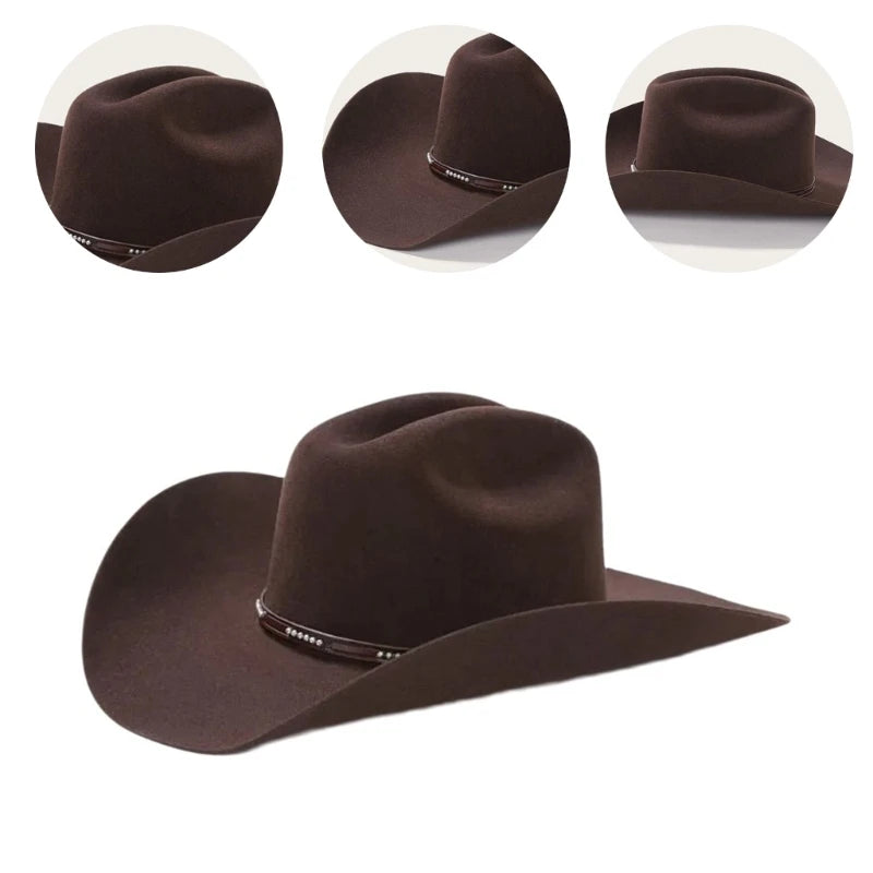 Classical Fedoras Cowboy Hats for Travel Wide Brimmed Hat Western Cowboy Hats for Boy Man Adults Cowboy Hats