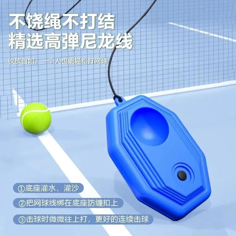 Tennis Training Aids Base With Elastic Rope Ball Practice Self-Duty Shock Absorb Rebound Tennis Trainer Partner Sparring Device
