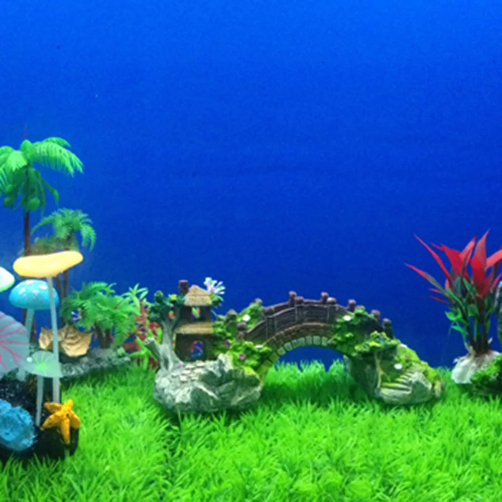 New Accessories Aquatic Pet Supplies Resin Aquarium Ornaments Fish Tank Ornament Artificial Bridge Rockery Fake Landscaping