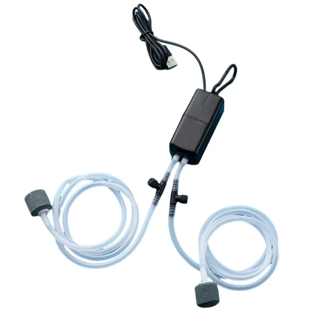 Mini Aquarium Air Pump Kit Oxygen Pump with Air Stone,Silent High Energy Efficient,USB Aquarium Filter, Fishing Tank Accessories
