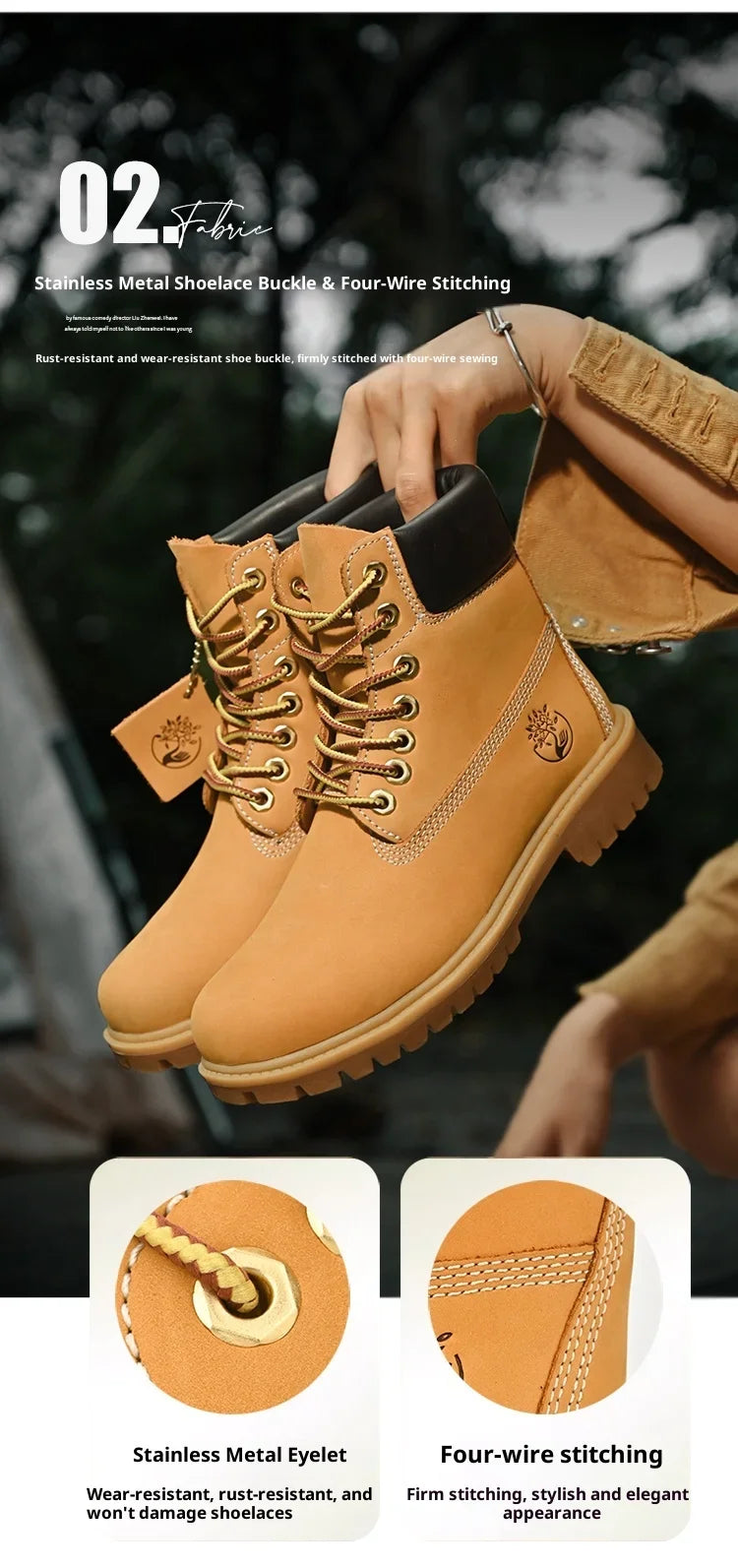 Boots Men High Top Boots Men's Leather Shoes Winter Fashion Plush Warm Shoes Outdoor Sneakers Lace Up Non-Slip Ankle Boots Male