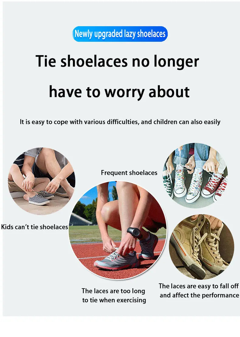 No Tie Elastic Shoe Laces One Size Fits All Adult and Kids Shoes Shoelaces for Sneakers Shoelace Tieless Flat Expand Shoestrings