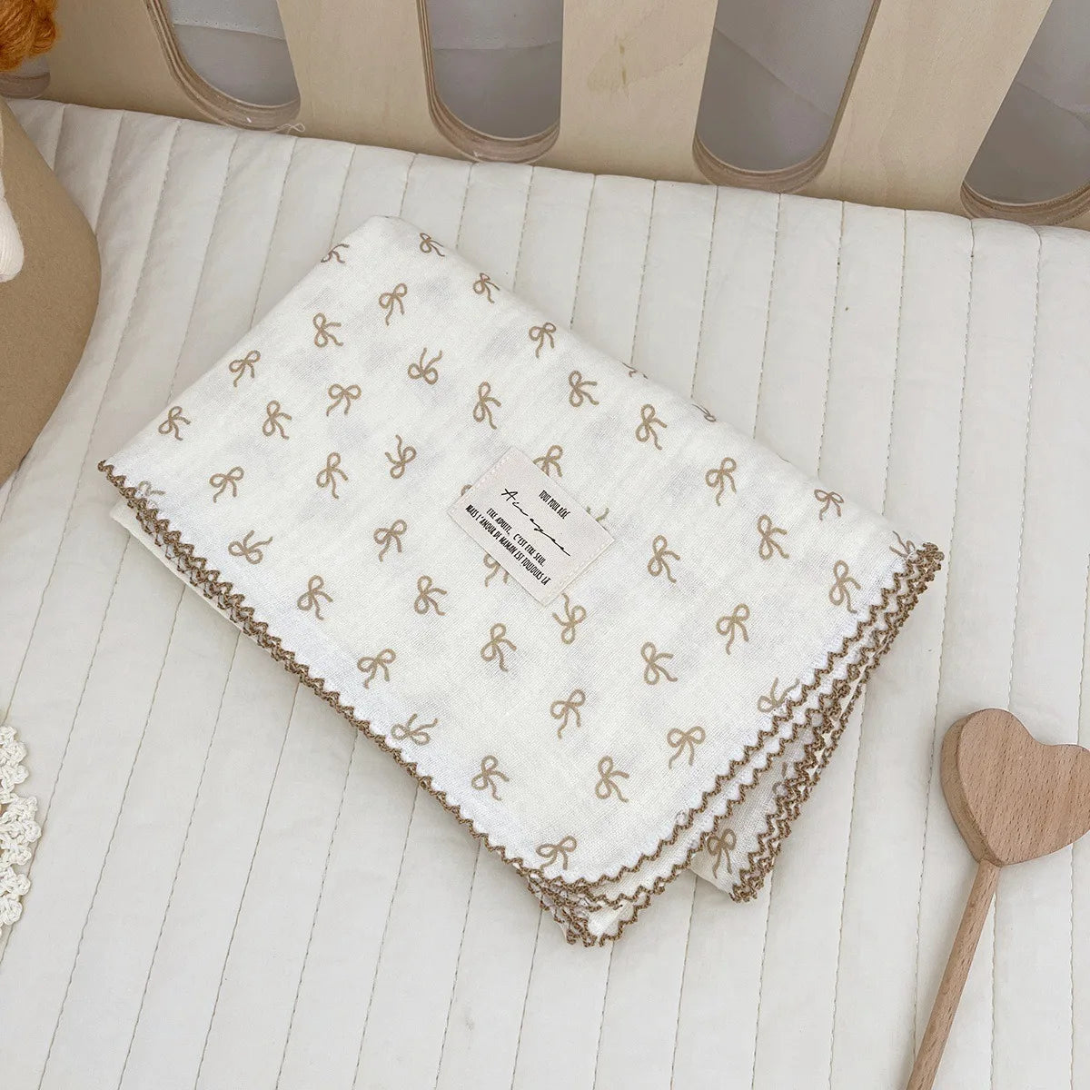 2-3 Layers Baby Blankets Bear Dots Print Cotton Gauze Muslin Swaddle Wrap Newborn Infant Bedding Sleeping Receving Blanket