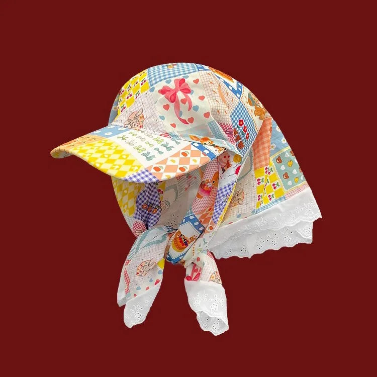 Women's Hats Spring Seaside Vacations French Sweet Cute Girls Outdoor Headscarves With Straps Baseball Caps Funny Fashion Hats