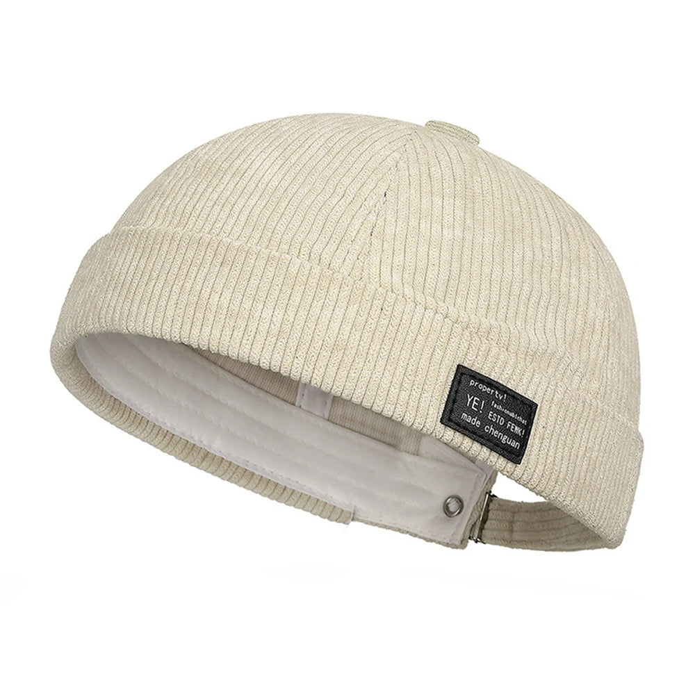 Beanie Hat Hip Hop Hats Bonnet Homme Winter Hat For Women Brimless Skullies Cap Men's Solid Color Street Vintage Portable Hats
