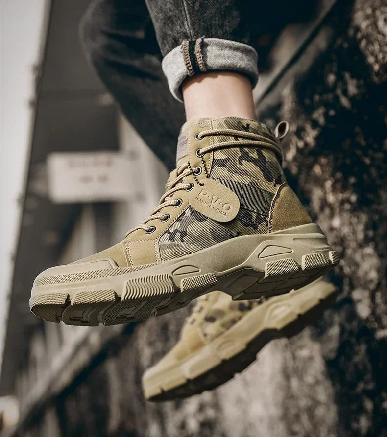 Boots For Men Autumn High Top Camouflage Desert Casual Flats Mens Boot Breathable Non Slip Work Shoes Zapatillas Hombre