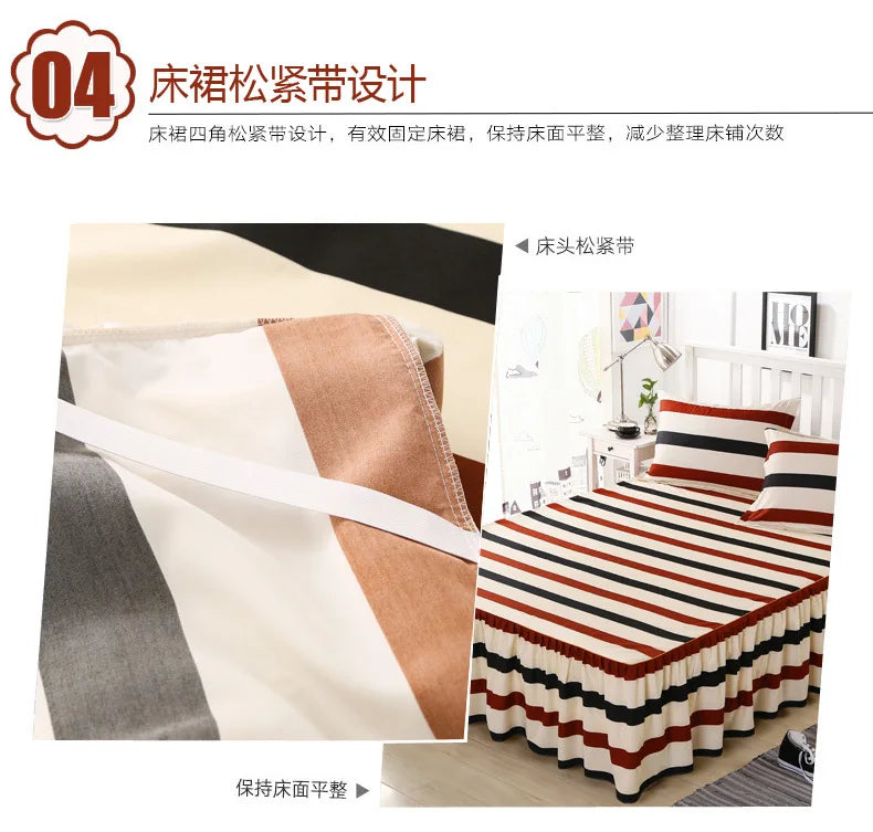 Bedding Set Home Textile Cotton Bedspread Elastic Fitted Mattress Cover Couple Quilt Single Bed Sheet with 2pcs Pillow Covers