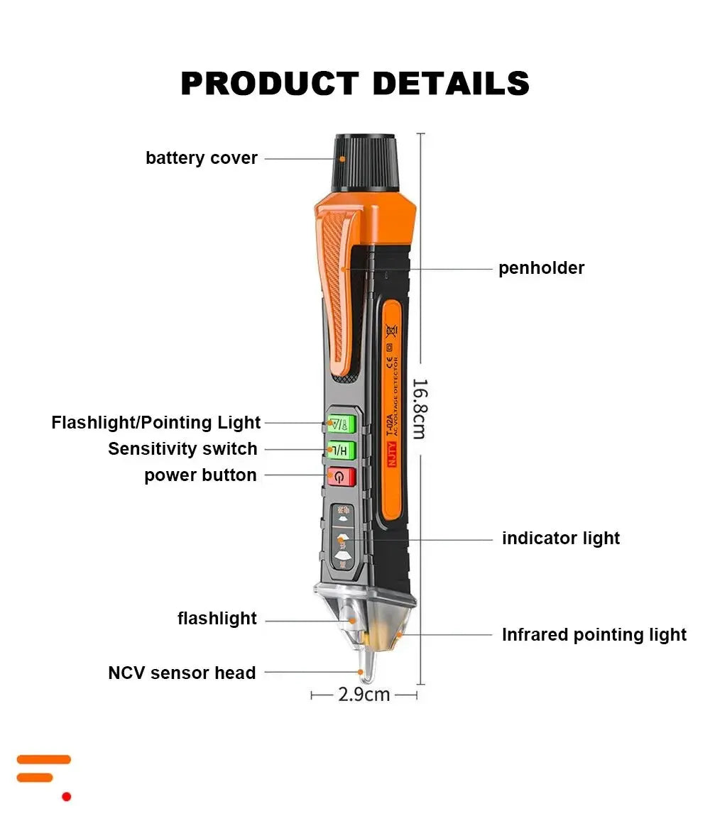 MUFASHA Non-Contact Voltage Detector Electrical Pen AC Voltage Tester Smart Breakpoint Finder 12-1000V