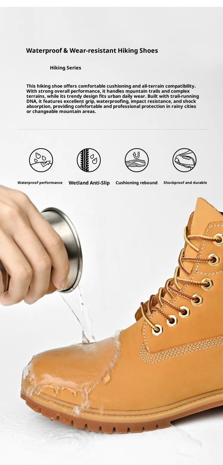 Boots Men High Top Boots Men's Leather Shoes Winter Fashion Plush Warm Shoes Outdoor Sneakers Lace Up Non-Slip Ankle Boots Male