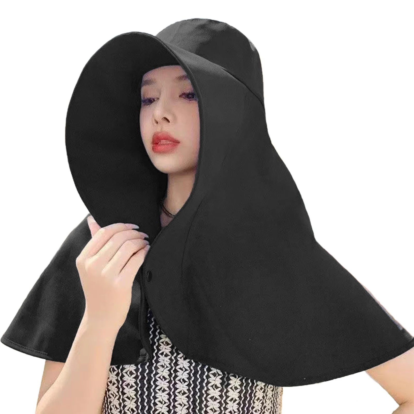 Sun Protection Hat with Neck Cover Soild Breathable Wide Brim Hats for Travel Holiday Beach Playing