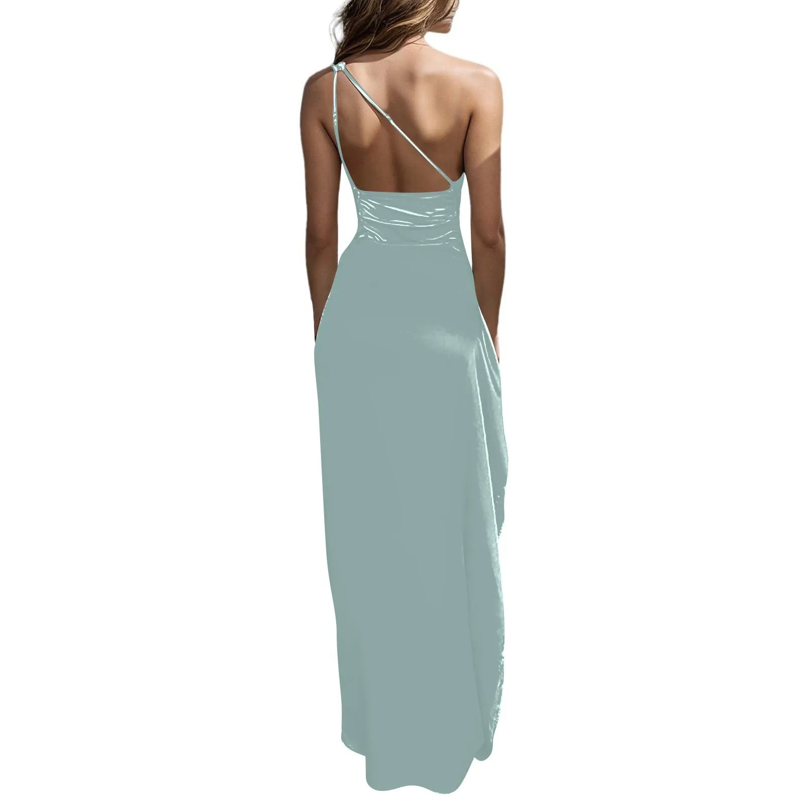 Sexy dresses for women Satin Backless Slim party Long Dress One Shoulder HighSplit Cocktail dress Wedding evening dresses elbise