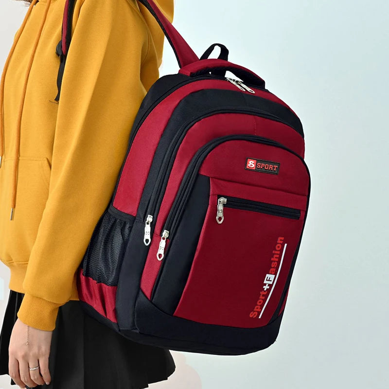 Men's and women's fashionable, versatile, simple and spacious backpacks, dual-shoulder travel bags, lightweight and portable