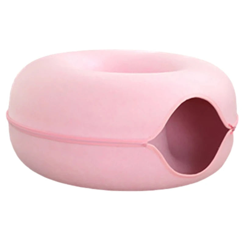 Donut Cat Bed for 2 Cats Detachable Pet Cat Tunnel Interactive Game Toy Dual-use Felt Indoor Kitten Sports Equipment Cat Supplie