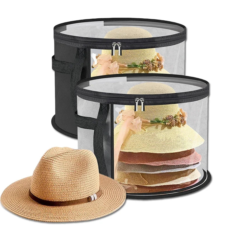 Hats Boxes for Women Storage Travel Large Round Hat Carrier Case Organizer Men Cowboys Caps Clothes Closet Storage Foldable
