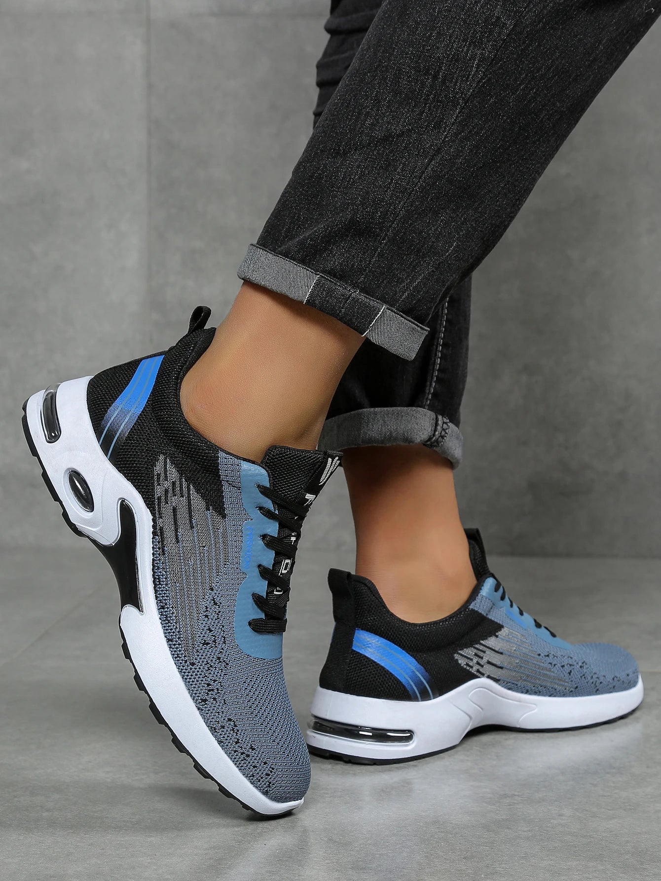 Men's shoes, men's casual shoes, breathable mesh, air-cushioned, soft-soled, color-blocked fashionable sports shoes