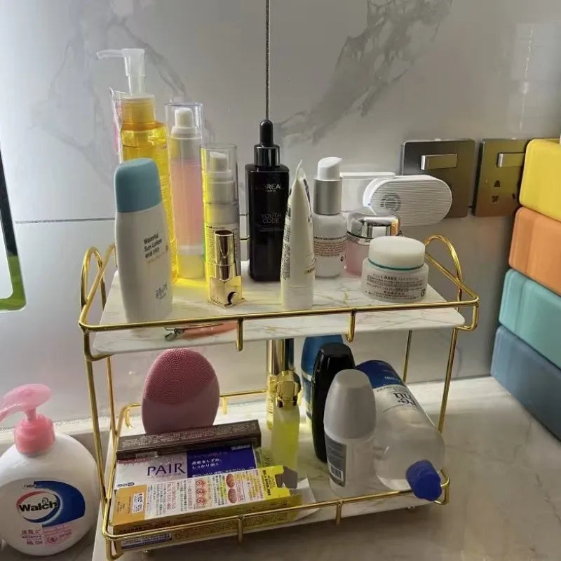 Bathroom Organizer Shelf  Metal Large Capacity Skincare Shampoo Perfume Storage Rack Home Kitchen Desktop Organizer Holder