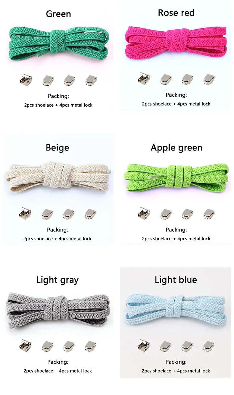 No Tie Elastic Shoe Laces One Size Fits All Adult and Kids Shoes Shoelaces for Sneakers Shoelace Tieless Flat Expand Shoestrings
