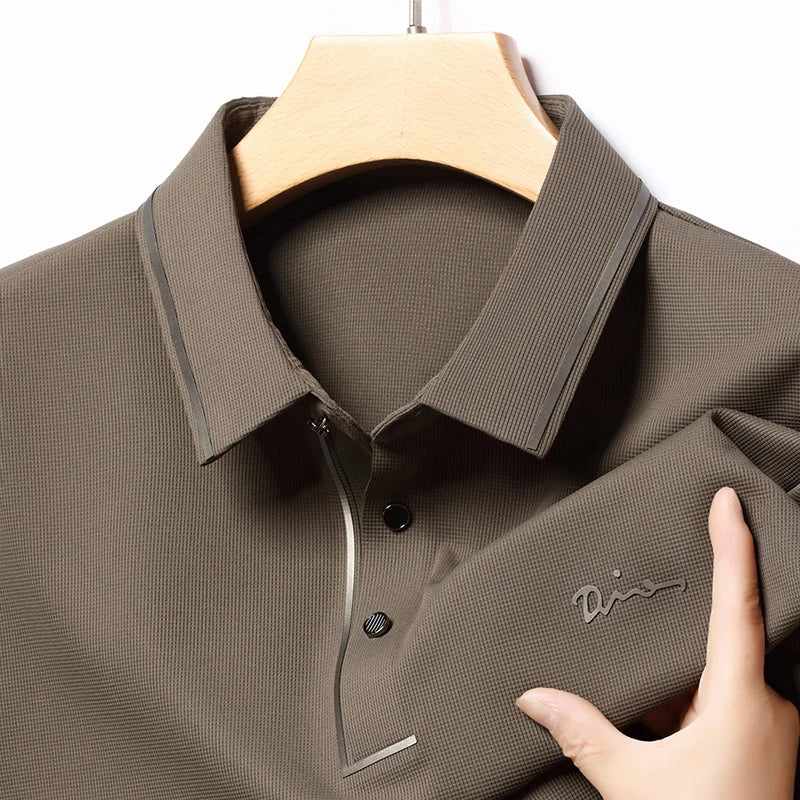 Men's Long Sleeve T-Shirt, Loose Fit Casual Printed Polo Shirts, Shrink Resistant Cotton Crewneck T-Shirt for Men