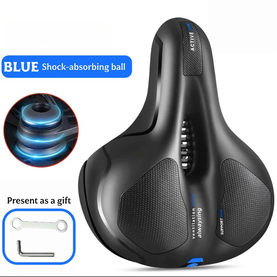 Bicycle seat with shock absorption function, ergonomic and comfortable cushion, suitable for daily cycling and traveling.