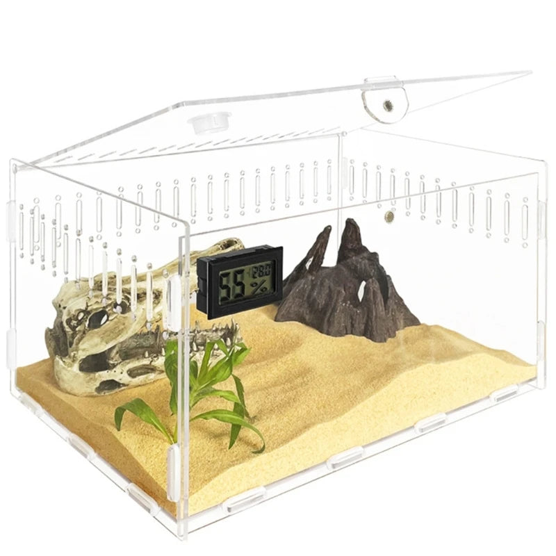Reptiles Feeding Box Acrylic Terrariums Container for Spiders Lizards Small Pet Mini Habitat 2 Size