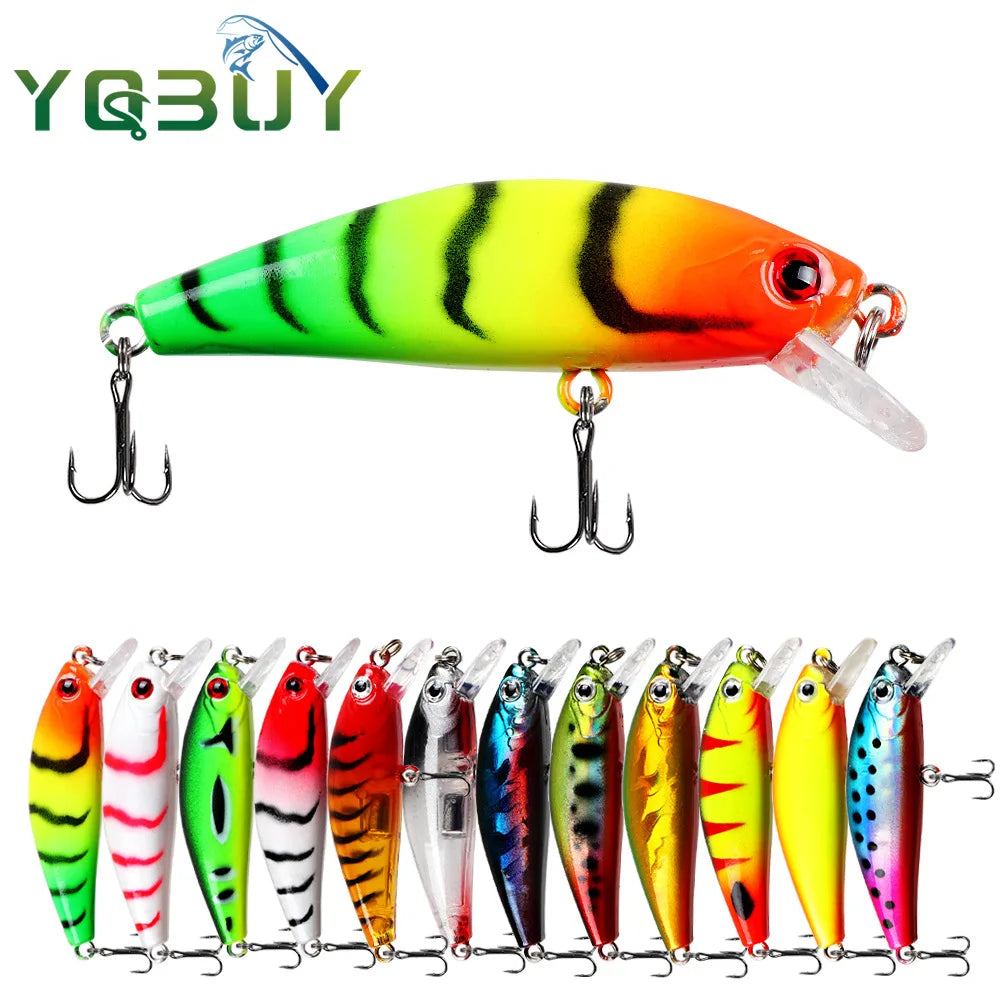 Fishing Lure 6.5g/5cm Sinking Minnow Peacock Bass Fishing Bait with 2 Trible Hook
