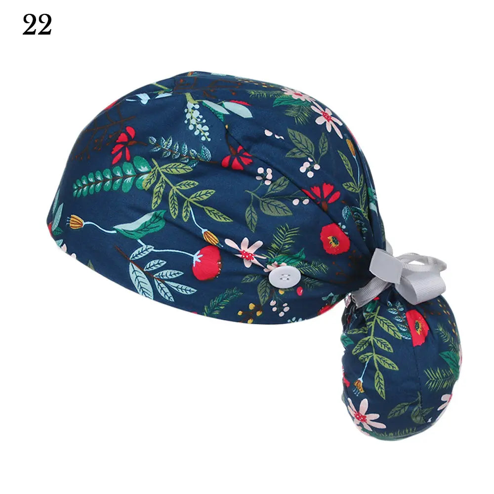 Women & Men Tie Back Hats Ponytail Holder Adjustable Long Hair Cap Working Hat With Button Working Cap