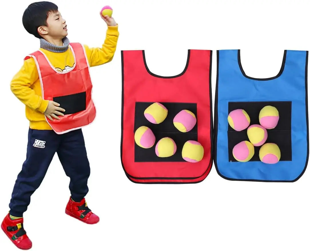 Sets Stick Throwing Ball and Vest:  Soft Fleece Balls Target Dodgeball, Outdoor Game Props for Kids Play and Sports Activities