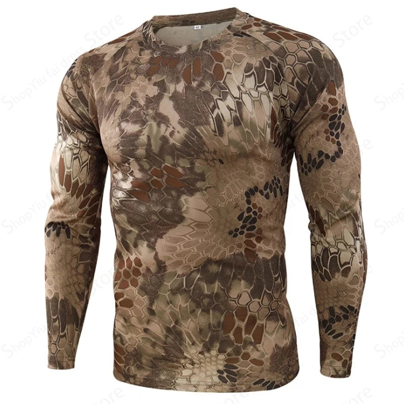 Men's Long Sleeve T-shirt 3d Camouflage Print Graphic T Shirts Men Women Fashion Fitness Tops Tees Outdoor Top Camo Clothing