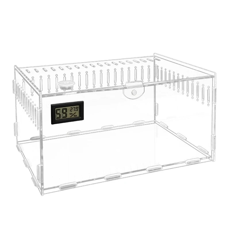 Reptiles Feeding Box Acrylic Terrariums Container for Spiders Lizards Small Pet Mini Habitat 2 Size
