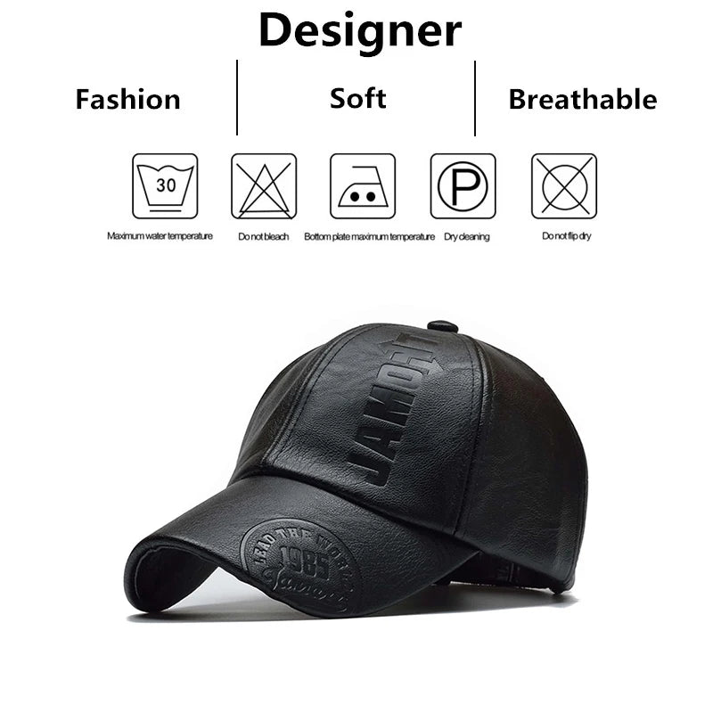 Unisex 1985 Imprinting Leather Baseball Caps Spring and Autumn Outdoor Adjustable Casual Hats Sunscreen Hat