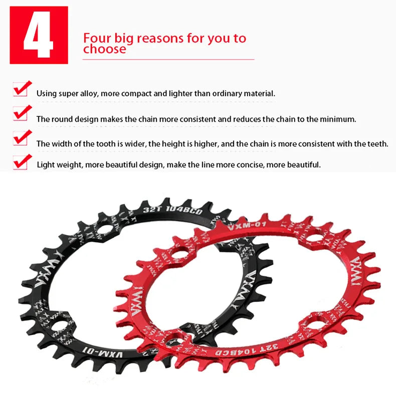 Bike 104BCD Elliptic mountain bike 32T 34T 36T 38T modified plus and minus teeth single tooth disc bycicle accesories Crank