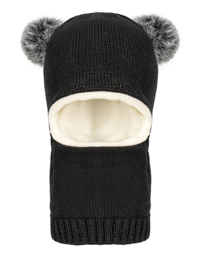 Children's hats for 3-8 years old, velvet ear-protecting scarves for boys in autumn and winter, one-piece hats