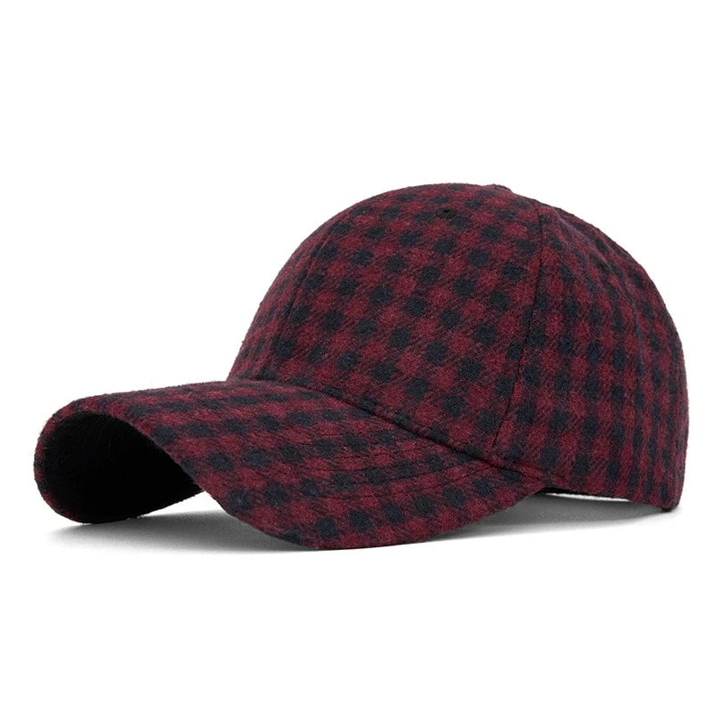 Hats for Men and Women New Classic Plaid Baseball Cap for Autumn and Winter Hard-Brimmed Face-Slimming Duckbill Cap Sun Hat