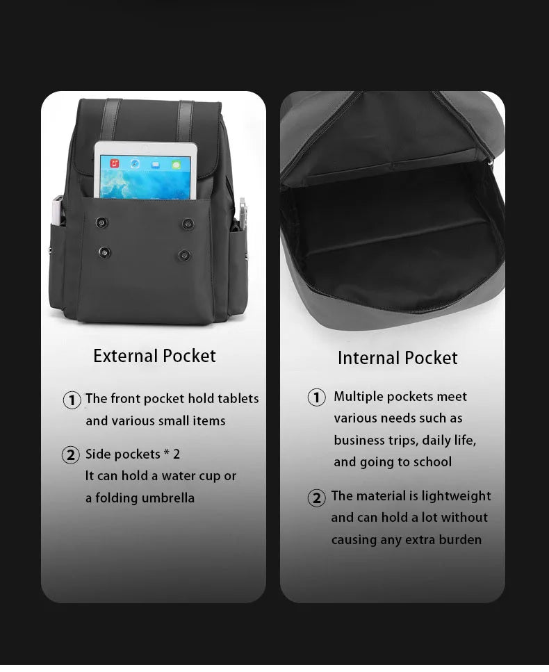 New Fashionable Backpack, Trendy Simple Casual Bag, Solid Color Business Travel Bag, Large Capacity Laptop Bag, Unisex Student School Bag, Multi-Functional Storage Bag