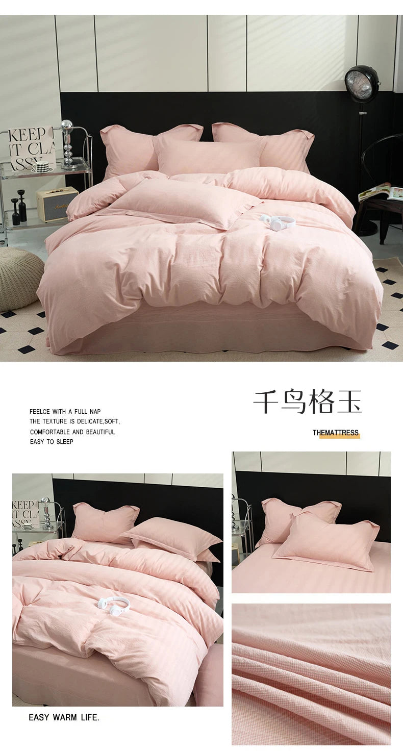 New Cotton Quilt Cover Plaid Yarn-dyed Washed Single Douvet Bed 160x210 220x240 Skin Friendly Comfortable Large Size Bedding
