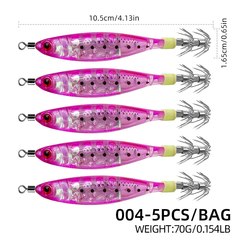 Glow-in-the-dark wood shrimp squid hook plastic hard bait blowpipe octopus hook lure fake bait squid bait