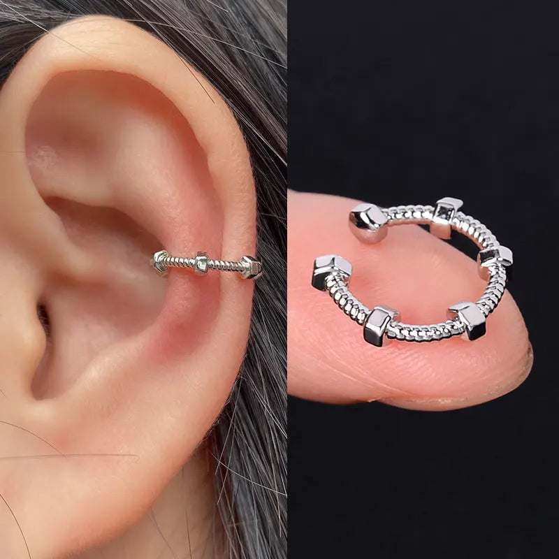 Stackable Earrings Without Ear Hole Star Wrap Clip On Earrings Earcuff for Women Ear Screen Climb Cuffs Fake Piercing One pair