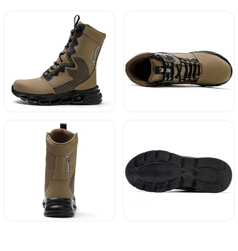 New Fashion 2024 Men Boots Safety Shoes Security Steel Toe Cap Military Boots Working Steel Toe Anti-Smashing Men's Work Boots