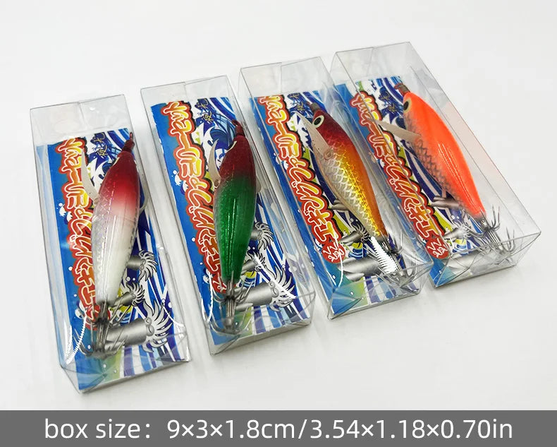 9pcs/page Glow Squid Jig Hook Saltwater Fishing Bait Artificial Egg Wood Shrimp Lures Sea Fishing Octopus Cuttlefish Squid Lure