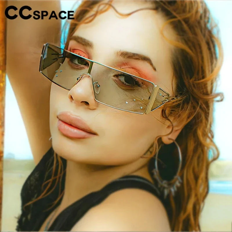2024 Sense Of Technology Sunglasses Trendy New In One-piece Lens Goggle Ladies Outdoors Riding Sports Metal Suneyeglass 301150
