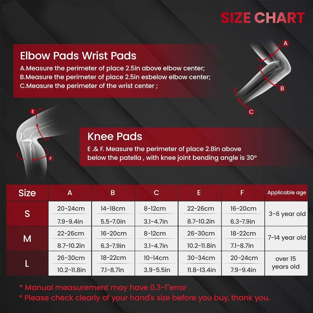 6Pcs/Set Sports Protective Gear Set Skating Knee Pad Elbow Pad Wrist Hand Protector for Kid Adult Cycling Roller Rock Climbing